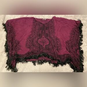 Earthbound Trading Company Fringe Boho Poncho